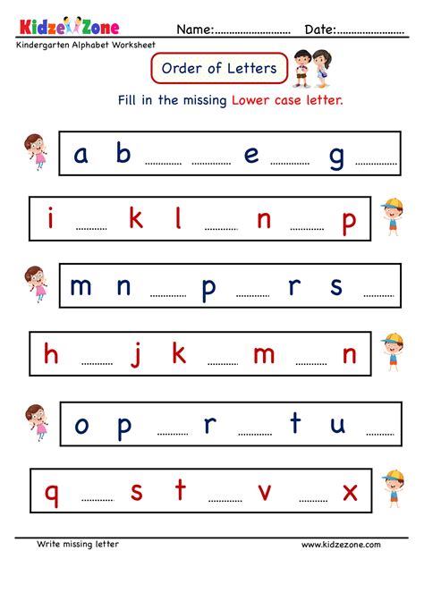 Kindergarten Letter Worksheets Write Missing Letter Kidzezone Missing Letters Worksheet For Kindergarten - Missing Letters Worksheet For Kindergarten