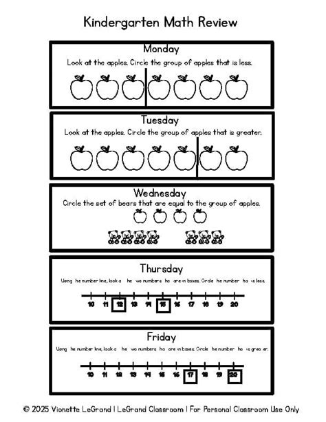 Kindergarten Math Review Packet
