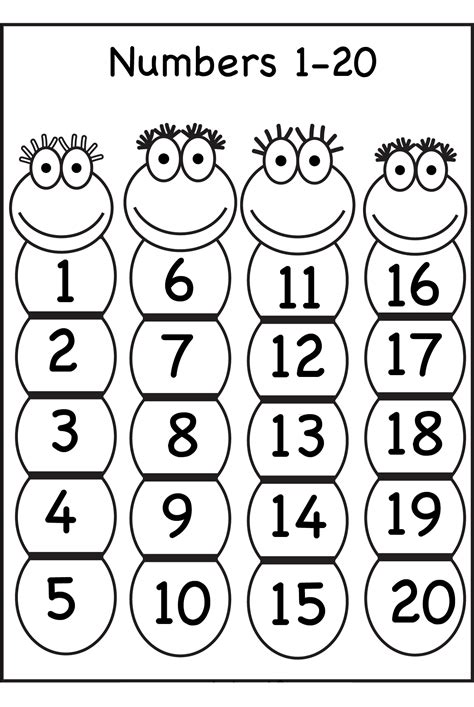 Kindergarten Math Worksheet For Number 20 Made By Numbers For Kindergarten 1 20 - Numbers For Kindergarten 1 20