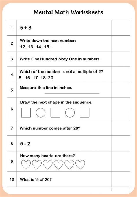 Kindergarten Mental Math Resources Tpt Mental Math Worksheet For Kindergarten - Mental Math Worksheet For Kindergarten