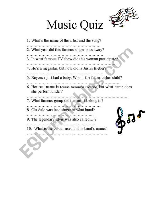 Kindergarten Music Questions For Tests And Worksheets Music Kindergarten - Music Kindergarten