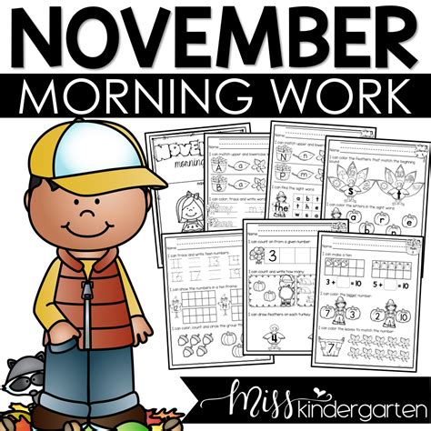 Kindergarten November Morning Work The Teacher Bag Morning Worksheets For Kindergarten - Morning Worksheets For Kindergarten