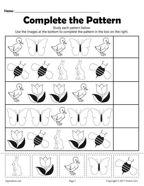 Kindergarten Pattern Worksheets   Spring Pattern Worksheets For Kindergarten Active Little Kids - Kindergarten Pattern Worksheets