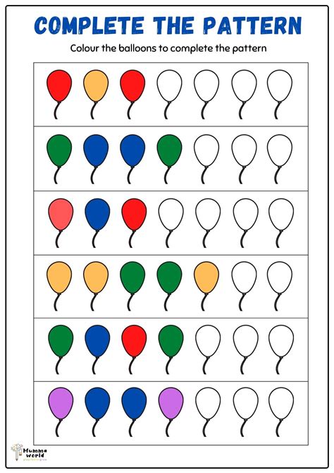 Kindergarten Patterns Worksheets Planes Amp Balloons Patterning Kindergarten Worksheets - Patterning Kindergarten Worksheets