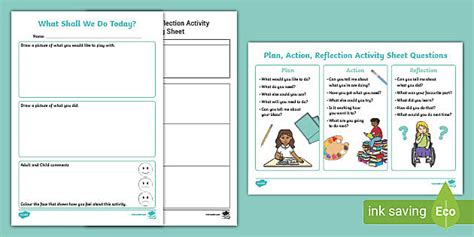 Kindergarten Plan Action Reflection Activity Planning Sheet Twinkl Kindergarten Reflection Sheet - Kindergarten Reflection Sheet