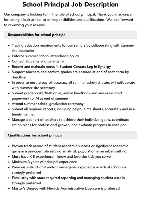 Kindergarten Principal   Principal Job Description 2024 Template Workable - Kindergarten Principal