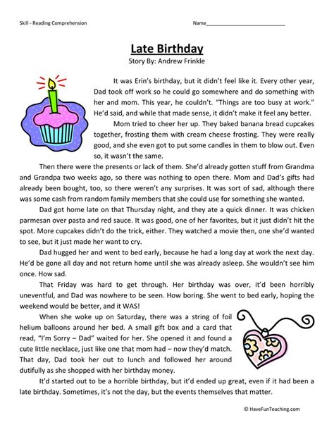 Kindergarten Reading Comprehension Birthday Surprise Birthday Kindergarten - Birthday Kindergarten