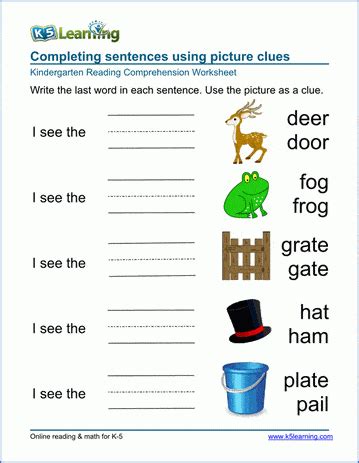 Kindergarten Reading Exercises K5 Learning Preschool Reading Comprehension Worksheets - Preschool Reading Comprehension Worksheets