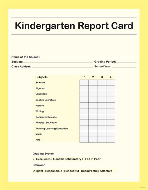 Kindergarten Report Card Samples