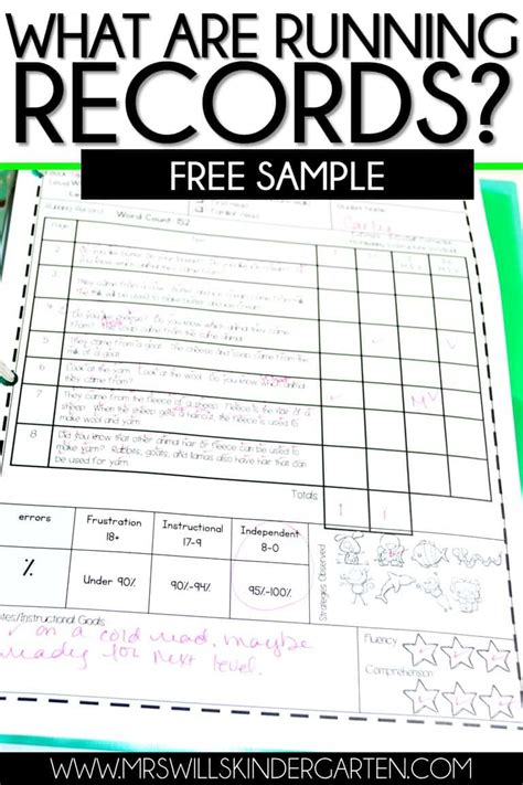 Kindergarten Running Record Sample