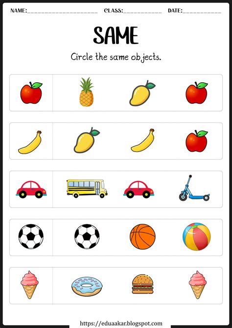 Kindergarten Same And Different Worksheets And Activities Same And Different Activity For Kindergarten - Same And Different Activity For Kindergarten