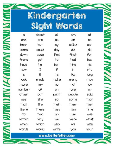  Kindergarten Sight Words List 2015 - Kindergarten Sight Words List 2015