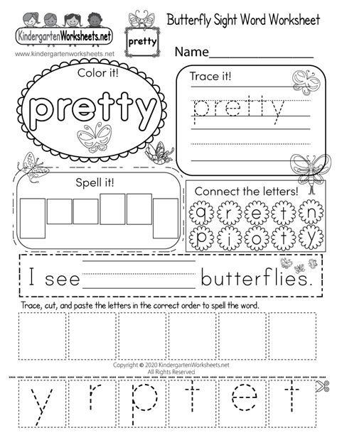 Kindergarten Sight Words Pretty And Sight Word Worksheet Kindergarten - And Sight Word Worksheet Kindergarten