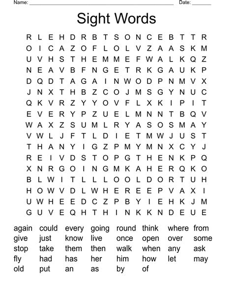 Kindergarten Sight Words Word Search Wordmint Kindergarten Sight Words Word Search - Kindergarten Sight Words Word Search