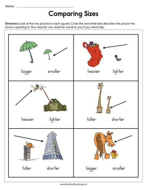 Kindergarten Size Comparison Worksheets K5 Learning Tall And Short Activities For Kindergarten - Tall And Short Activities For Kindergarten