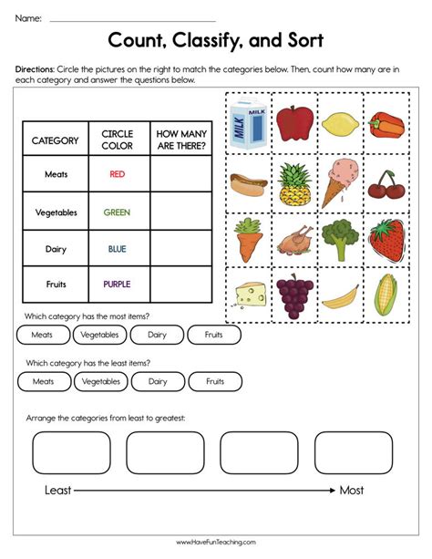 Kindergarten Sorting And Categorizing Printable Worksheets Sorting Kindergarten - Sorting Kindergarten