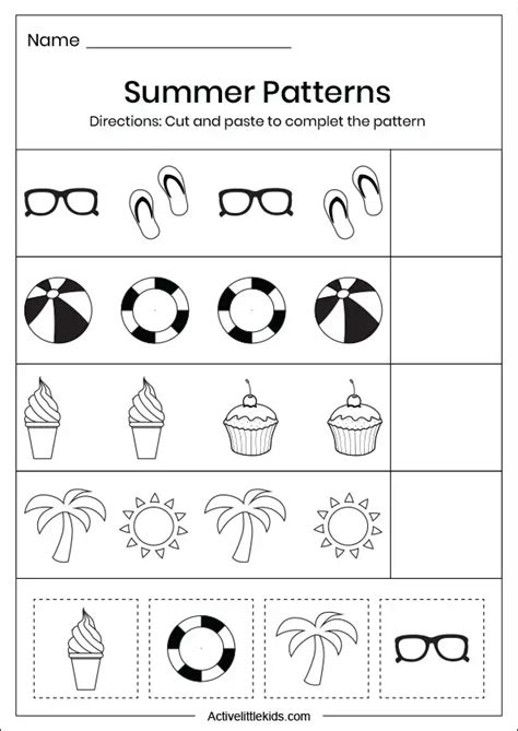 Kindergarten Summer Worksheets   Summer Patterns Worksheets For Kindergarten Planes Amp Balloons - Kindergarten Summer Worksheets