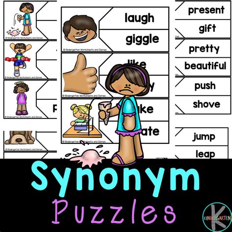 Kindergarten Synonyms   Free Printable Synonym Puzzles For Kinder To Practice - Kindergarten Synonyms