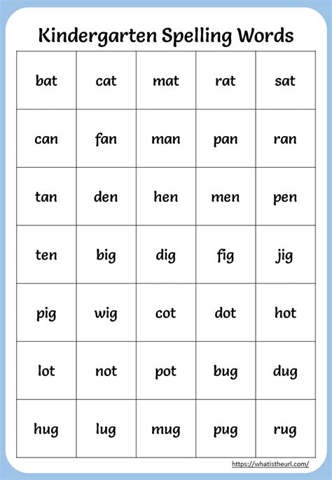 Kindergarten Vocabulary Lists Home Spelling Words Kindergarten Vocabulary - Kindergarten Vocabulary