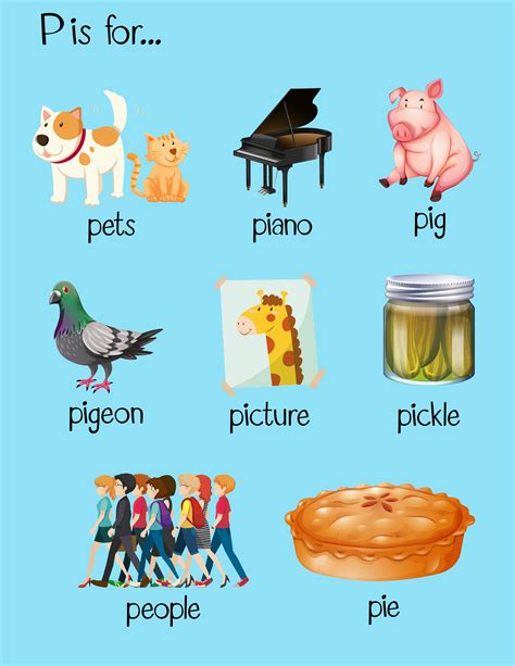 Kindergarten Words And Start With P You Go Preschool Words That Start With P - Preschool Words That Start With P