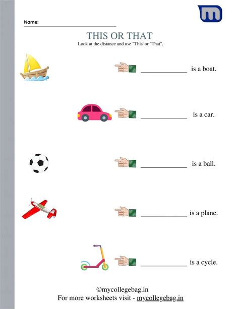 Kindergarten Worksheet  This    This That These Those Exercises Grammar Activity Sheets - Kindergarten Worksheet 