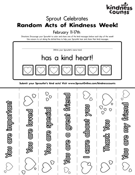 Kindness Printables Worksheets Random Acts Of Kindness Worksheet - Random Acts Of Kindness Worksheet