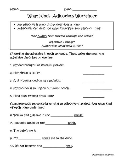 Kinds Of Adjective Worksheet Class 5 English Grammar Kinds Of Adjectives Exercises With Answers - Kinds Of Adjectives Exercises With Answers