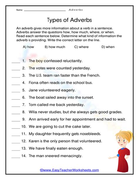 Kinds Of Adverbs Worksheets For Grade 3 With 3rd Grade Adverbs Worksheet - 3rd Grade Adverbs Worksheet