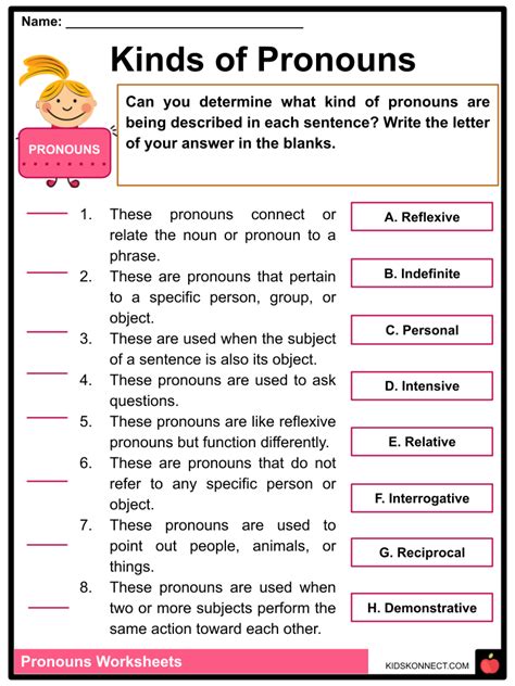 Kinds Of Pronouns Worksheets With Answers English Grammar Kinds Of Pronouns Exercises With Answers - Kinds Of Pronouns Exercises With Answers