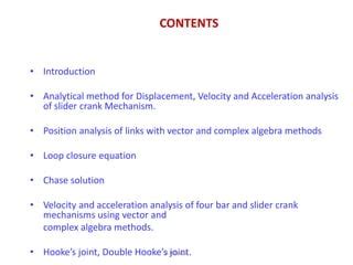 Kinematics Analysis Of Mechanisms Methods And