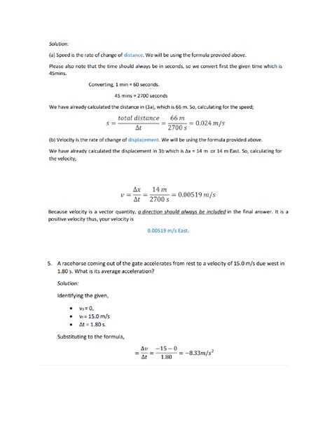 kinematics sample problems and solutions