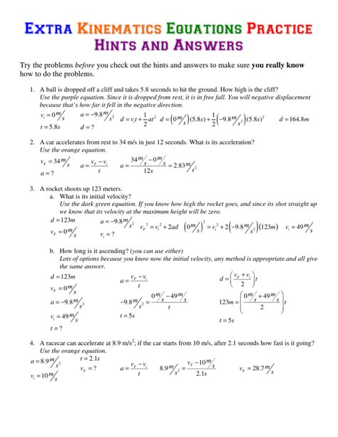 Full Download Kinematics Sample Problems And Solutions 