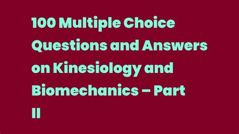 Full Download Kinesiology Exam Multiple Choice Questions 