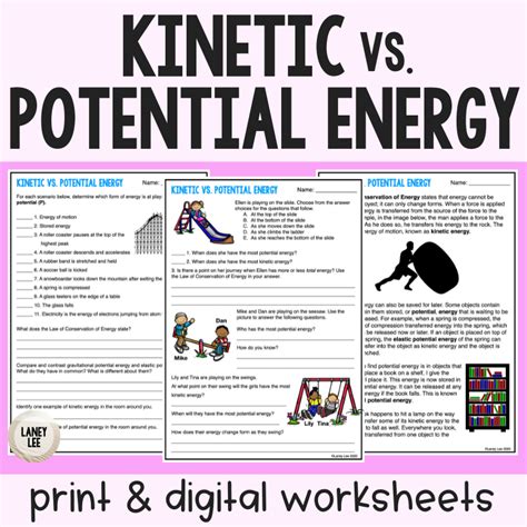 Kinetic Vs Potential Energy Reading Comprehension Worksheets Tpt Kinetic Vs Potential Energy Worksheet - Kinetic Vs Potential Energy Worksheet