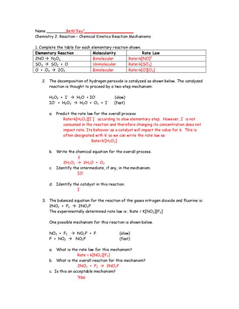 Kinetics Worksheet Chemistry Libretexts Chemical Kinetics Worksheet Answers - Chemical Kinetics Worksheet Answers