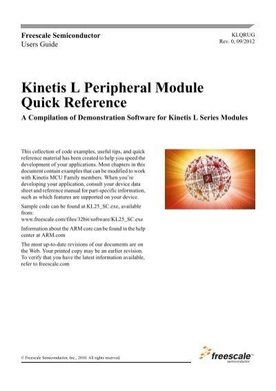 Download Kinetis Quick Reference User Guide 