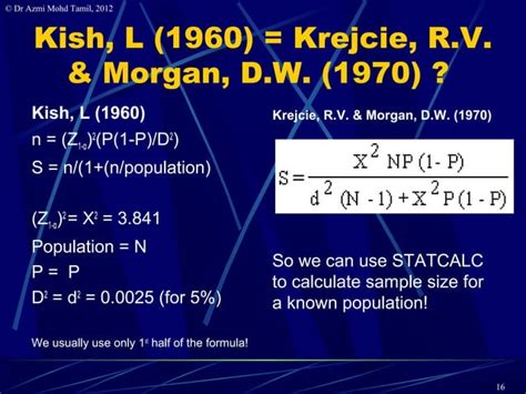 kish and leslie sample size calculation