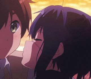 kiss on cheek gif anime
