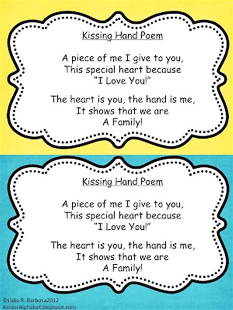 kissing hand poem free printable