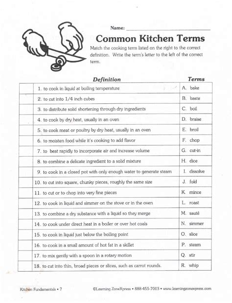 kitchen fundamentals answer key