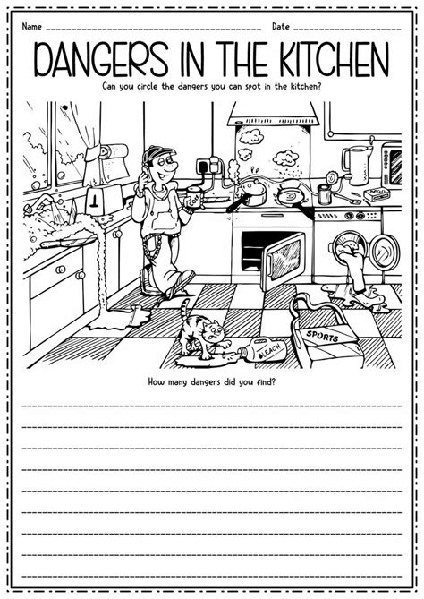 Kitchen Safety Hazards Printable Worksheet Safety In The Kitchen Worksheet - Safety In The Kitchen Worksheet