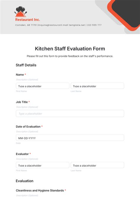 kitchen staff evaluation the administrative observer