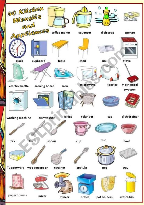 Kitchen Utensils And Appliances Worksheet Answers Mdash Kitchen Utensils Worksheet - Kitchen Utensils Worksheet