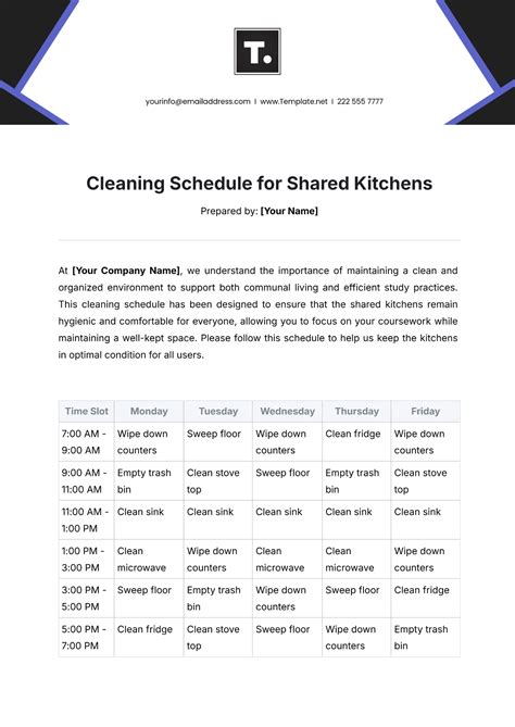 Kitchen Workers Scedule