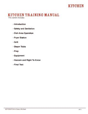 Read Online Kitchen Training Manual Templates 