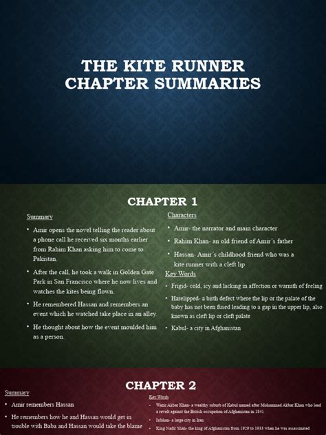 Kite Runner Chapter Summaries