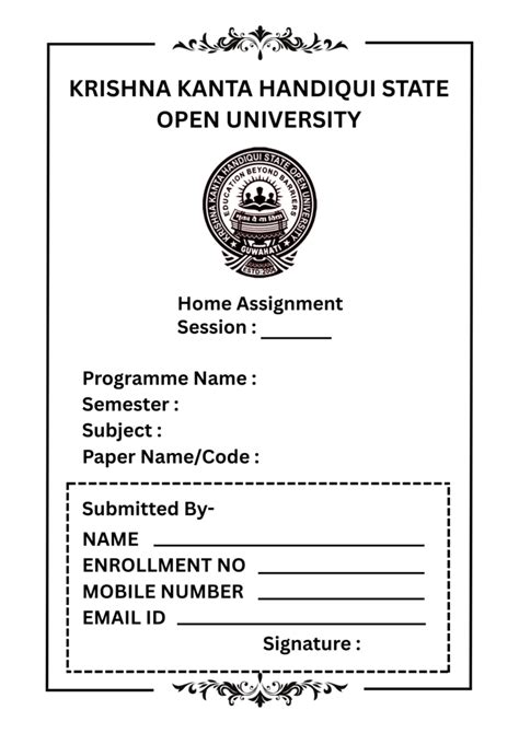 Kkhsou Assignment Front Page
