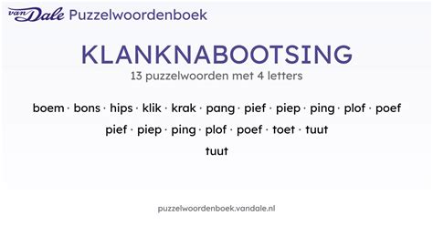 Klanknabootsing 4 Letters