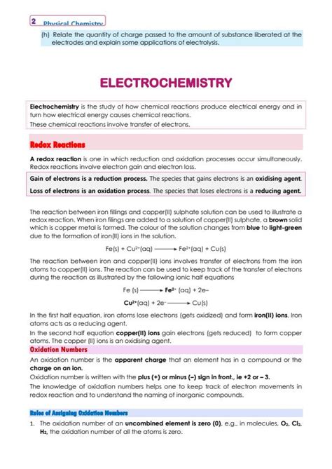 Klb Electrochemistry Notes For Form Four