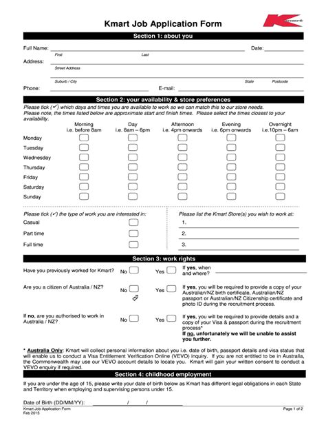 Full Download Kmart Paper Job Application 